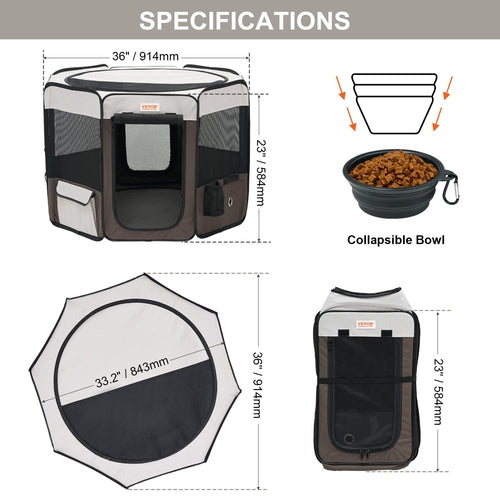 Foldable Pet Playpen – Portable Indoor & Outdoor Dog Pen (36 inch)