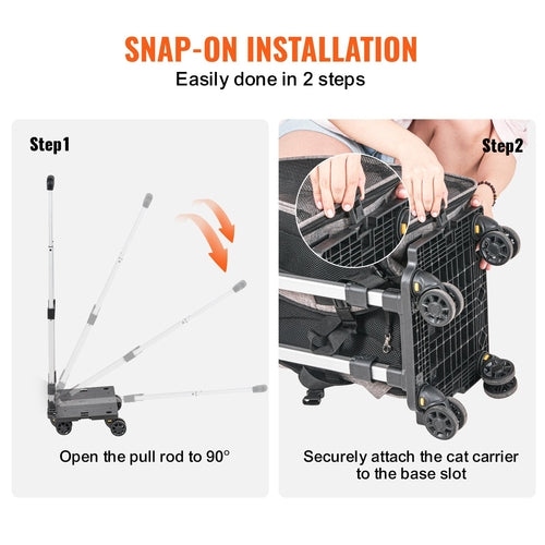 Rolling Cat Carrier with Wheels – Telescopic Handle & 3-Way Carry