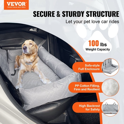 Waterproof Dog Car Seat – Elevated Booster Seat with Safety Strap