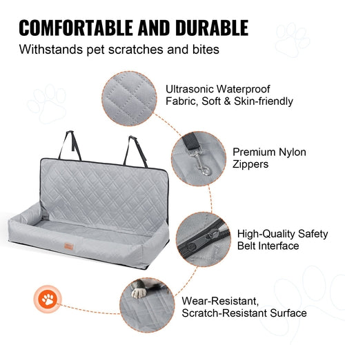 Waterproof Dog Car Seat – Elevated Booster Seat with Safety Strap