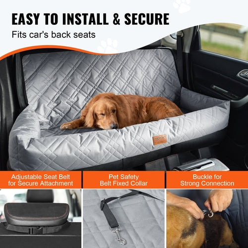 Waterproof Dog Car Seat – Elevated Booster Seat with Safety Strap