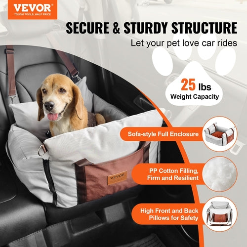 Waterproof Dog Car Booster Seat with Side Handles – Front & Back Seat