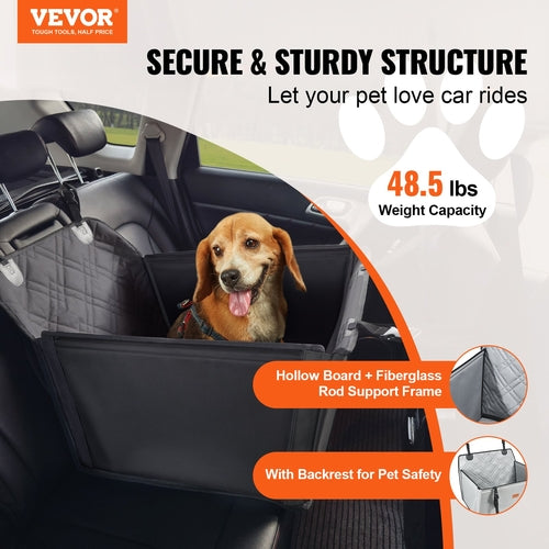 Waterproof Dog Car Seat – Booster Seat with Safety Strap for Back Seat