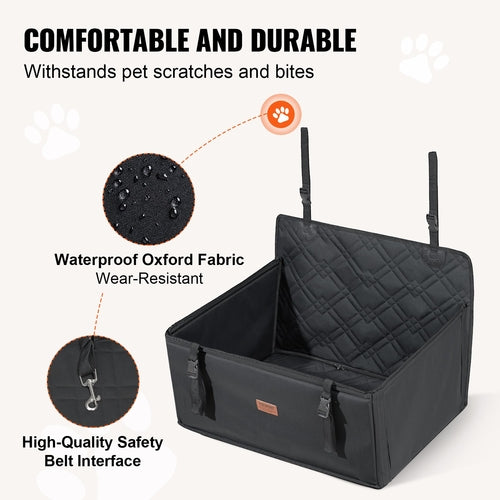 Waterproof Dog Car Seat – Booster Seat with Safety Strap for Back Seat
