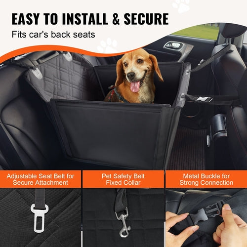 Waterproof Dog Car Seat – Booster Seat with Safety Strap for Back Seat