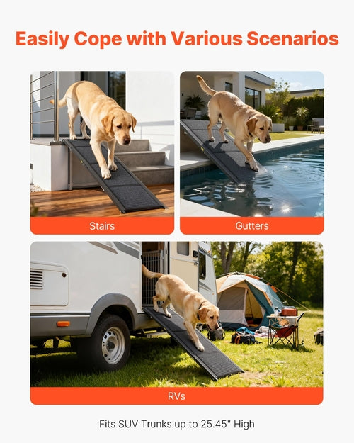 Folding Non-Slip Dog Ramp – Supports up to 250 lbs, Aluminium Frame