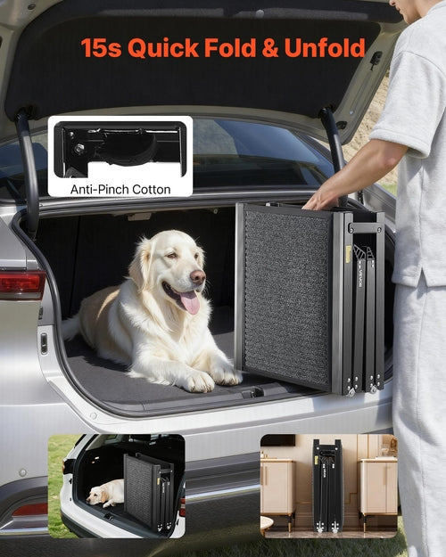 Folding Non-Slip Dog Ramp – Supports up to 250 lbs, Aluminium Frame