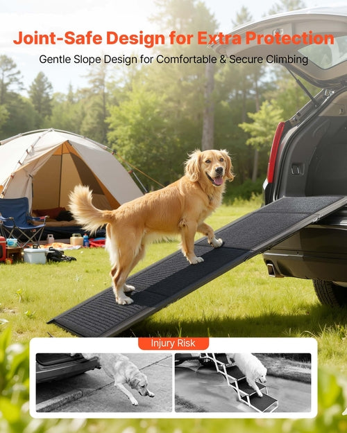 Folding Non-Slip Dog Ramp – Supports up to 250 lbs, Aluminium Frame