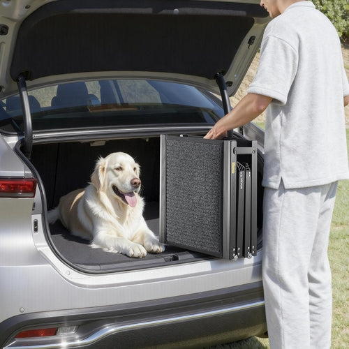 Folding Non-Slip Dog Ramp – Supports up to 250 lbs, Aluminium Frame