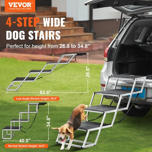 Foldable Dog Car Stairs – Non-Slip Pet Steps for Cars, Beds & Sofas (Supports up to 113 lbs)
