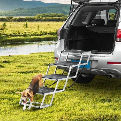 Foldable Dog Car Stairs – Non-Slip Pet Steps for Cars, Beds & Sofas (Supports up to 113 lbs)