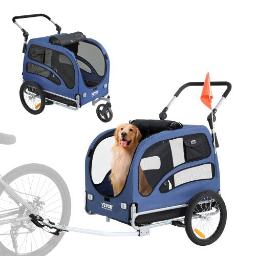 Dog Bike Trailer & Pet Stroller – 2-in-1, Supports up to 100 lbs