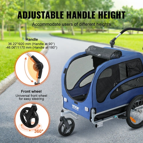 Dog Bike Trailer & Pet Stroller – 2-in-1, Supports up to 100 lbs