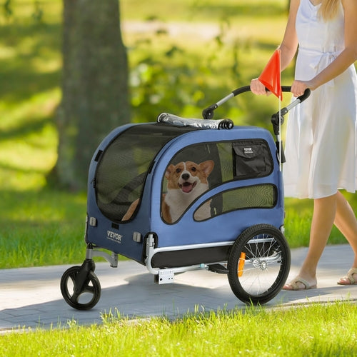 Dog Bike Trailer & Pet Stroller – 2-in-1, Supports up to 100 lbs