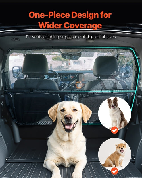 Dog Car Barrier – 56" Wide Mesh Divider for Front Seat Installation