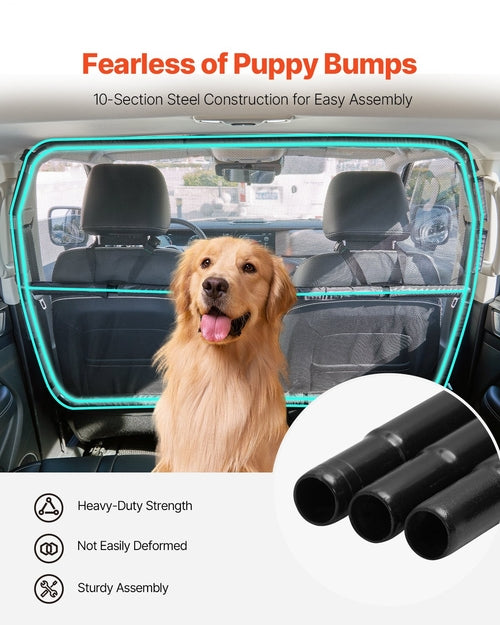 Dog Car Barrier – 56" Wide Mesh Divider for Front Seat Installation