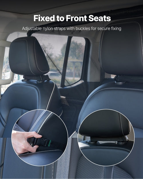 Dog Car Barrier – 56" Wide Mesh Divider for Front Seat Installation