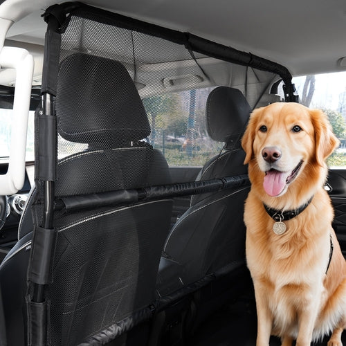 Dog Car Barrier – 56" Wide Mesh Divider for Front Seat Installation